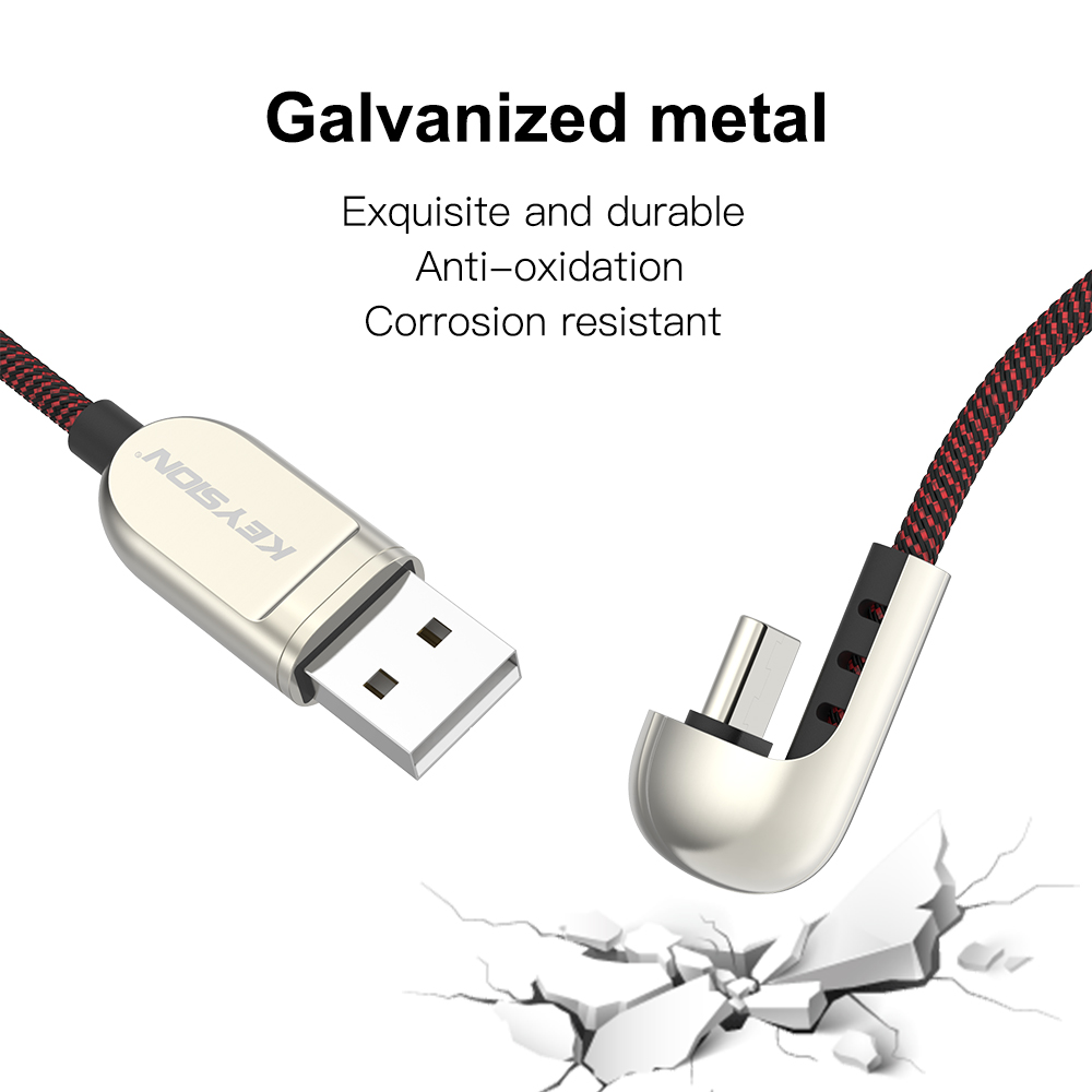 KEYSION 3A Schnelle Ladung Typ C USB Kabel 90 Grad USB C Biege Spiel Ladekabel Android Telefon Ladegerät 90 winkel Typ-C Daten Kabel