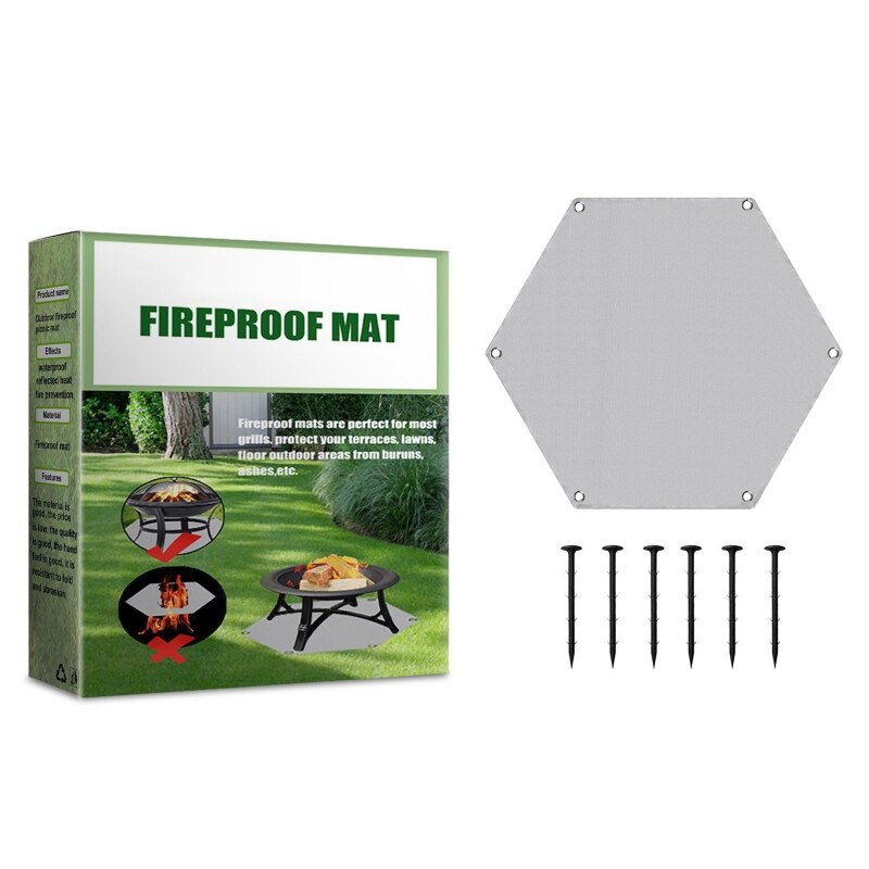 36" Hexagon Fireproof Mat Fire Pit Pad for Outdoor Patio Deck Grass Lawn Mats