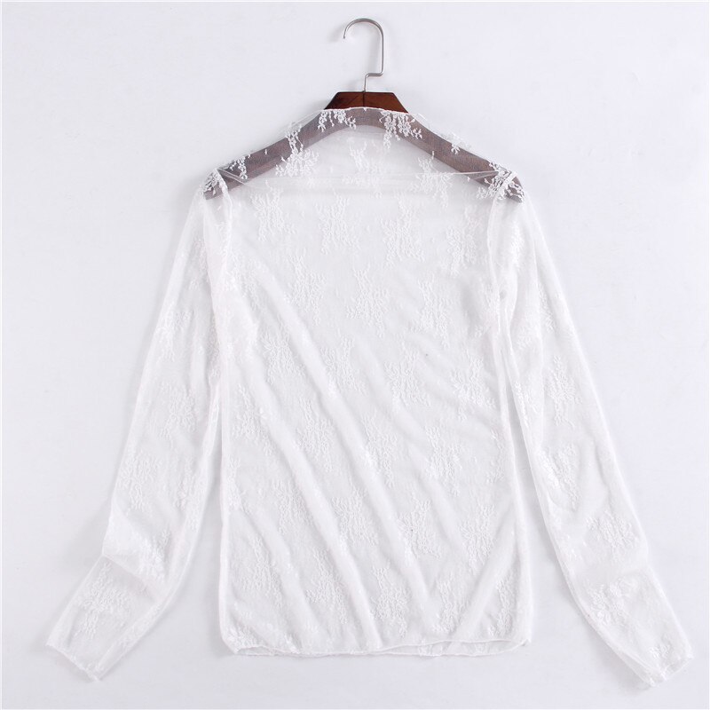 Netten, bottom shirts, lange mouwen, kant tops.: WHITE