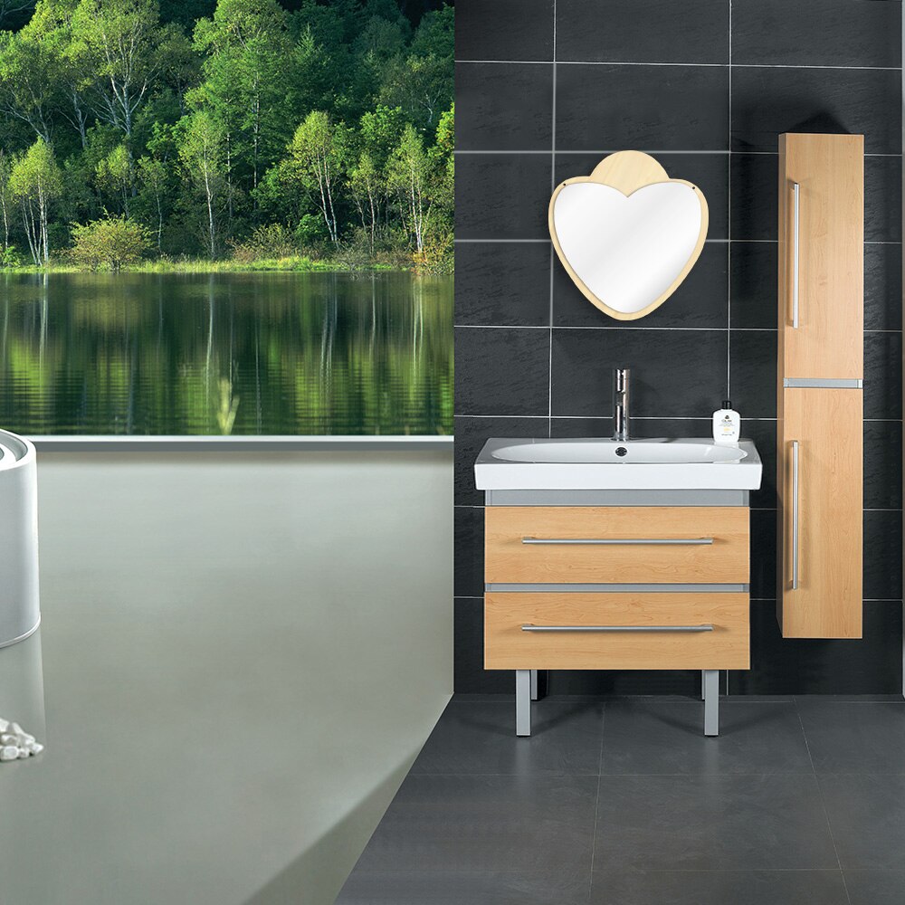 Heart Shaped Acrylic Wall Mirror with Wooden Back Girl Room Decoration Make-up Wall Mirror Valentines Day For Her