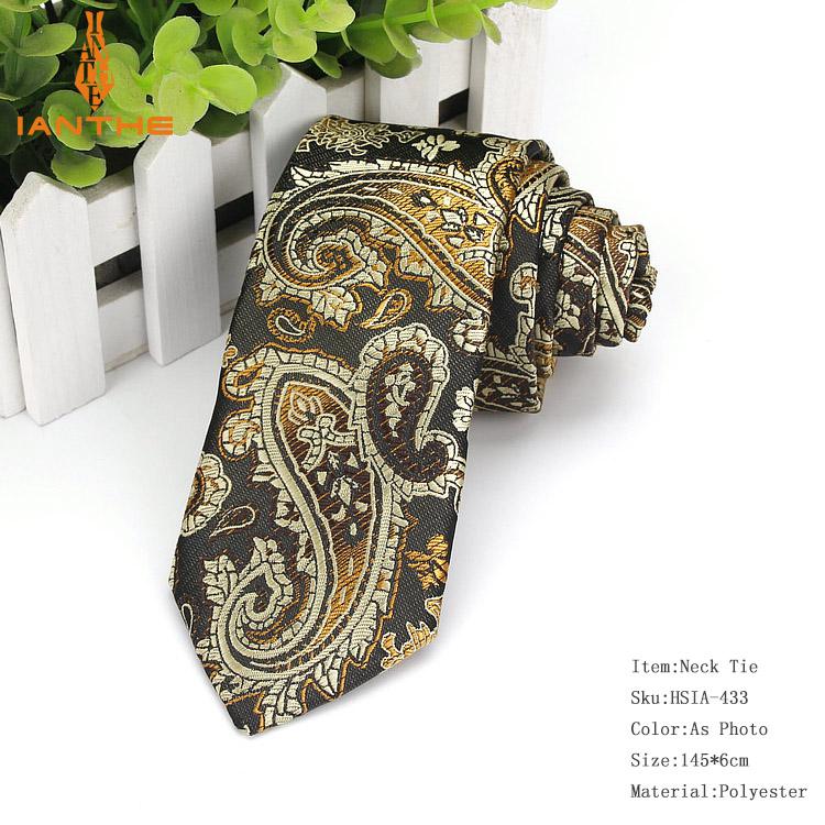 Cravate en Paisley tissé Jacquard pour hommes | Cravates étroites à la 6cm, classique, costume de mariage formel, cravate de cou: IA433