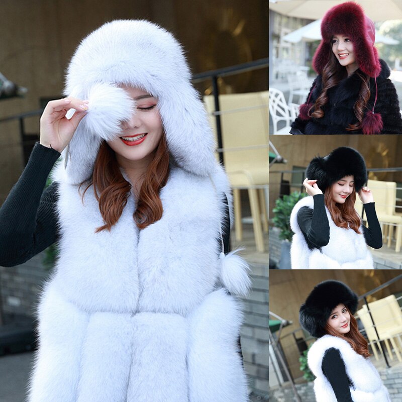 Winter Warm Faux Fur Hoed Koreaanse Mode Hoed Vrouwelijke Dikke Comfortabele Warm Ski Hat Gehoorbescherming NIN668