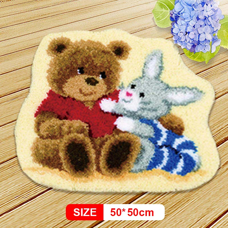 Kit Crochet à Loquet DIY « Ours Sur Nuage » - Taie D'oreiller 43x43 Cm, Fils Inclus, Activité Créative Adulte