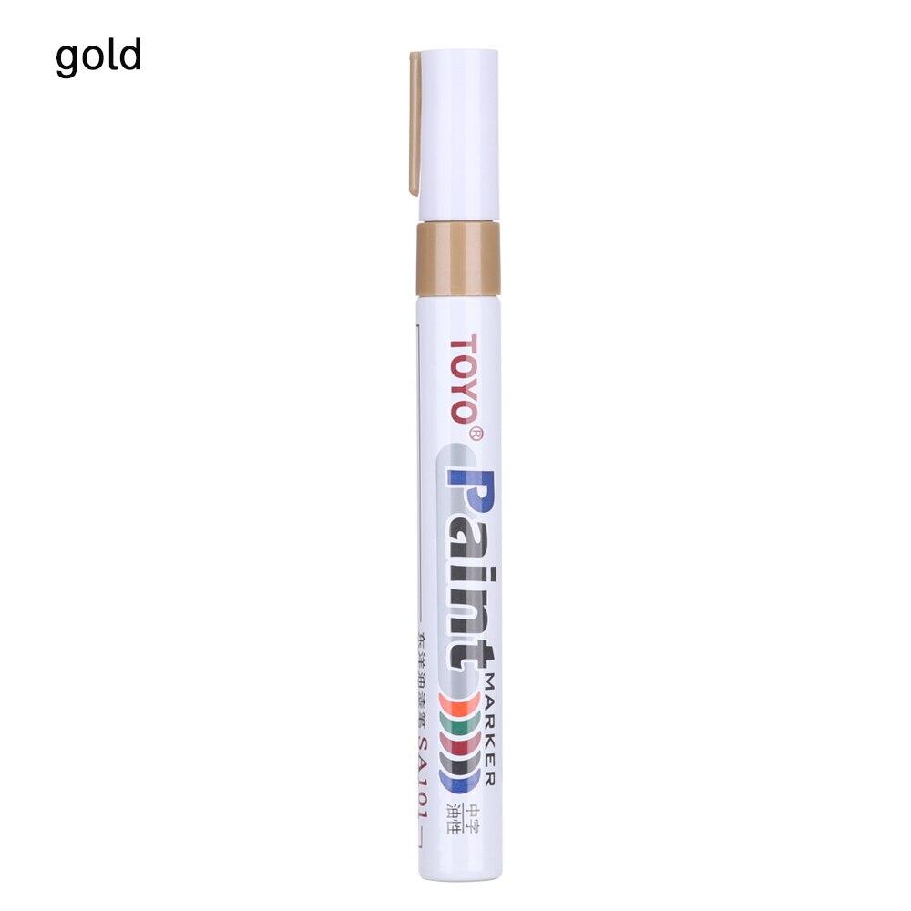 1PC Car Tyre Tire Permanent Paint Marker Pens Oily Markers Scratch Repair Multifunction Applicator Tool Touch Up Pen: gold