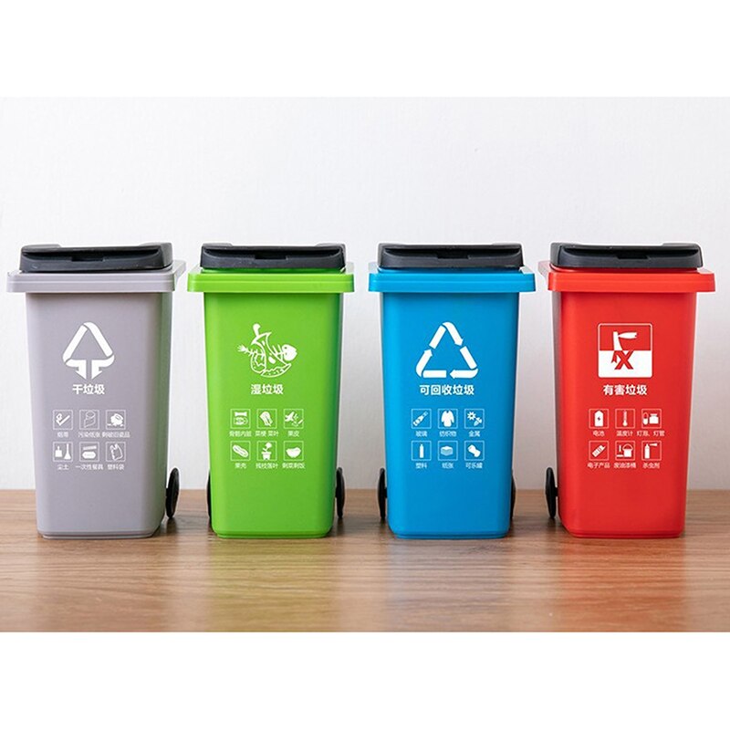 1Pcs Mini Desktop Tidy Pen Waste Bin Trash Can With Lid Stationery Holder Rubbish Garbage Home Office School Supplies