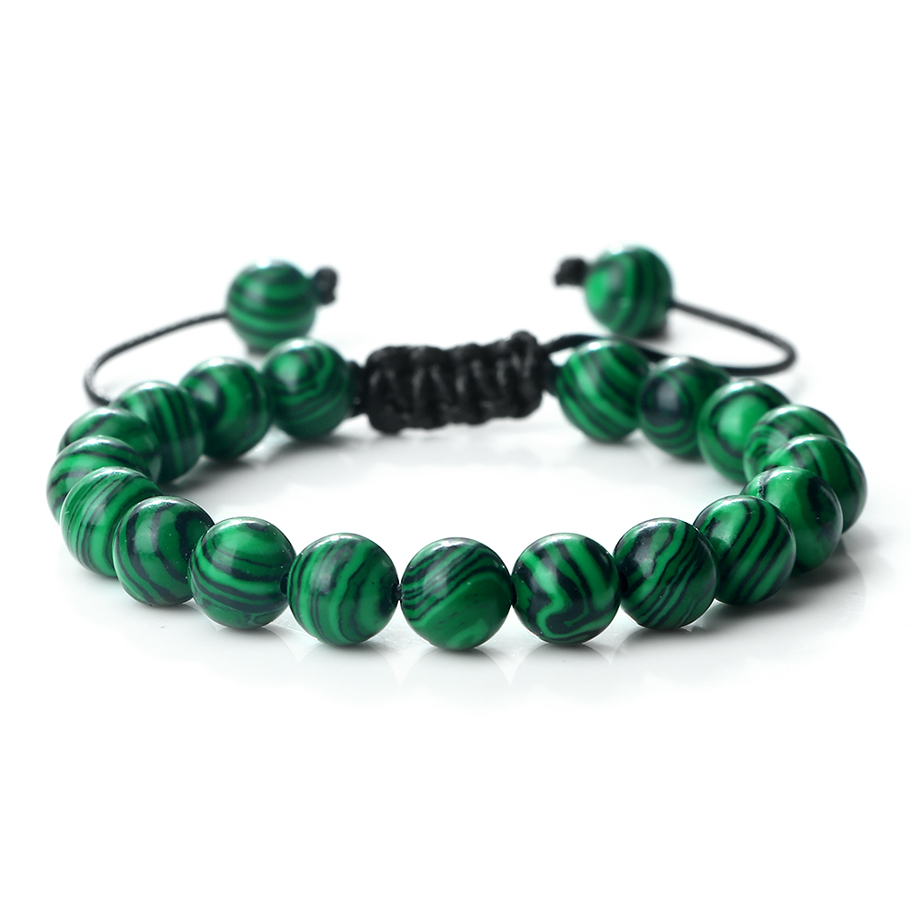 Colorful 8mm Malachite Braided Bracelet Women Men Adjustable Couple Bracelet&Bangles Friendship Pulsera Jewelry: Hot Stamping