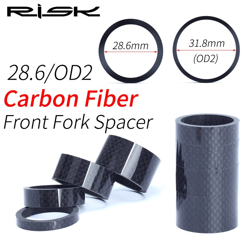 RISK MTB Road Bike Bicycle Headset Stem Carbon Fiber Washer 1-1/8" 28.6mm 1-1/4" OD2 Stem Front Fork Adjustment Spacer