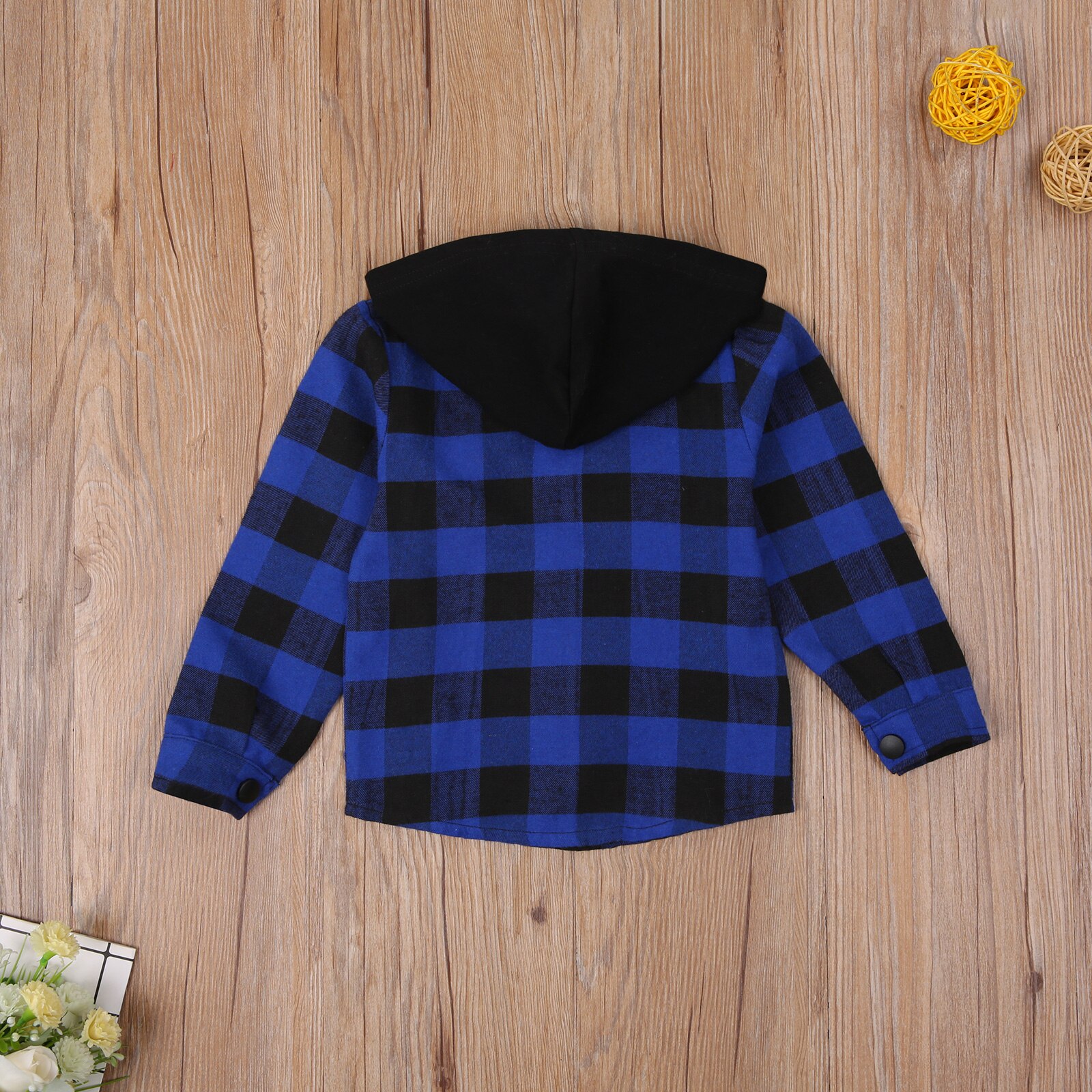 Pudcoco Toddler Baby Clothes Long Sleeve Single-breasted Hooded Plaid Pattern Print Coat with Flap Pockets Cotton Outfit Baby