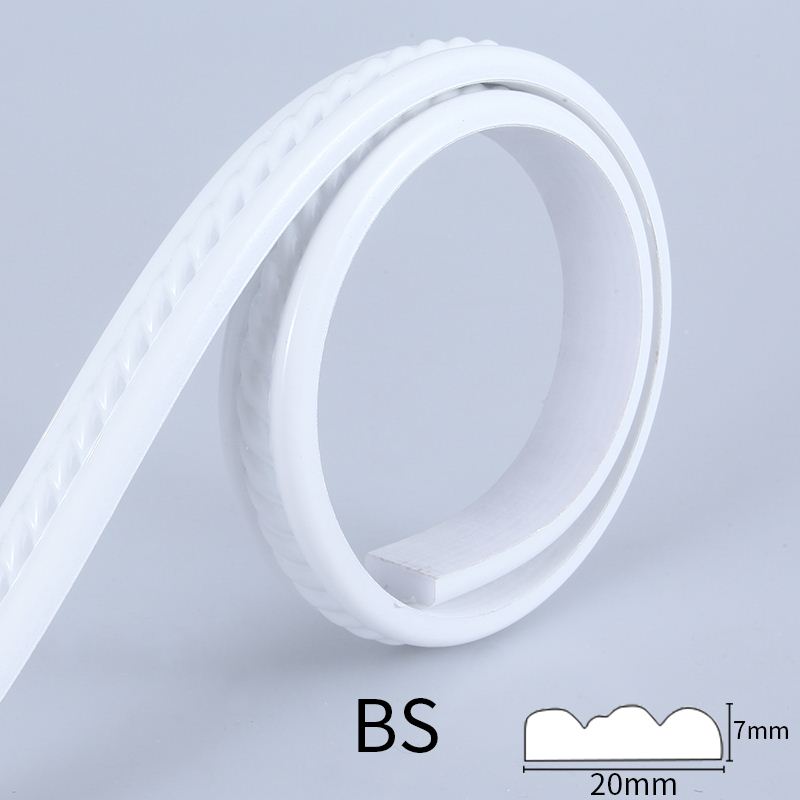3d pvc väggklister linje ram trim mjuk pvc dekorativ linje kantstång: Vit -5m