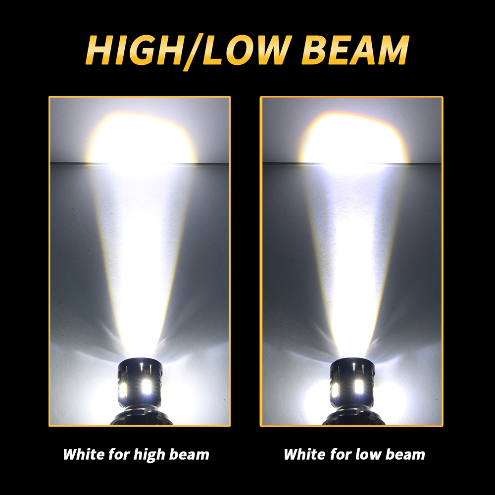 Oprah – ampoule de phare de moto super lumineuse H4 LED avec lentille HD BA20D faisceau Hi/Lo double couleur blanc jaune: Glace Bleu / BA20D