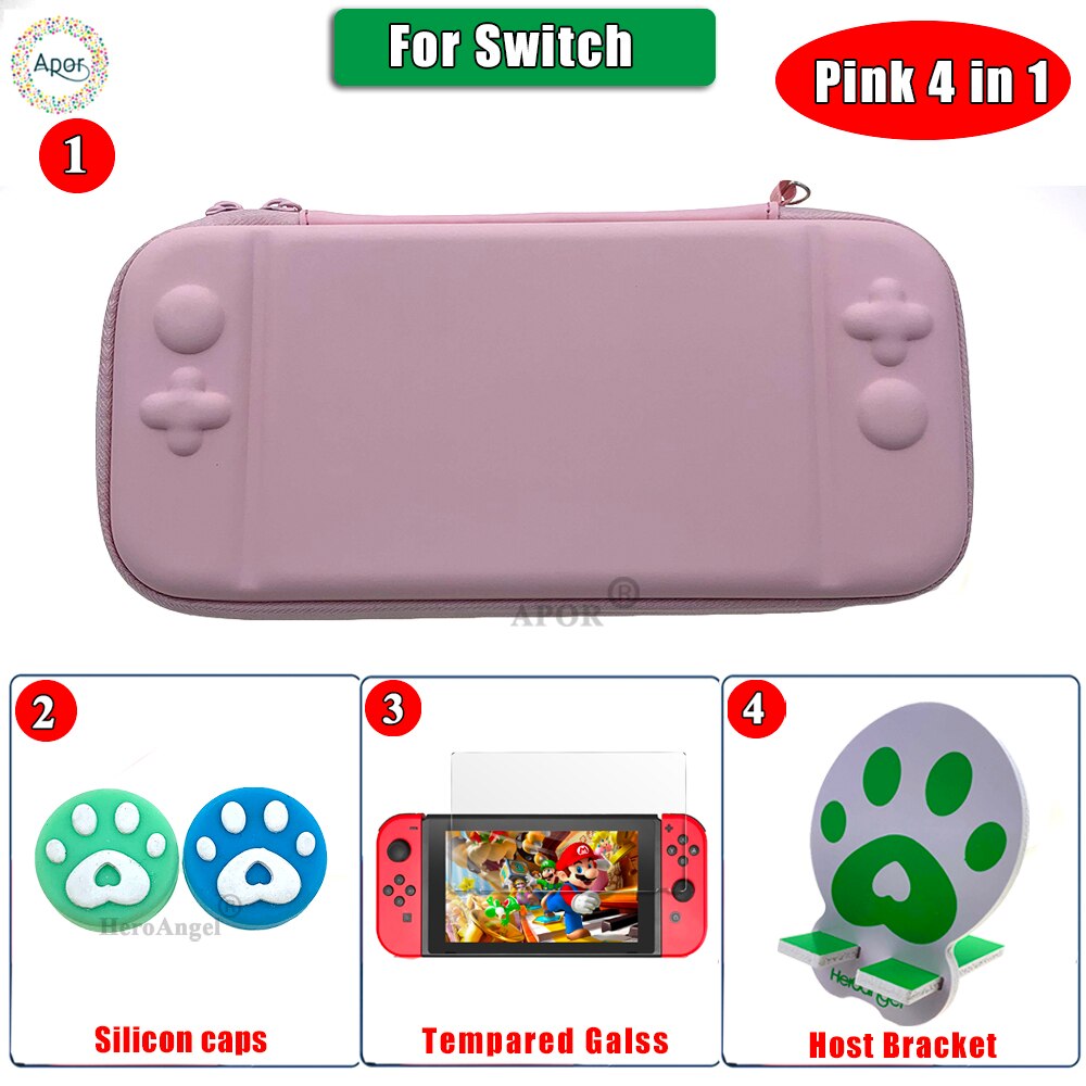 4 in 1 Gioco sacchetto di Immagazzinaggio del Sacchetto Duro di Accessori Da Viaggio Trasporta il Sacchetto di Caso per Nintendo Switch per NS Nintend Interruttore Dello Schermo caso della protezione