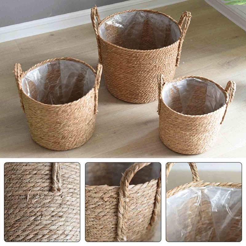 Nordic Extra Large Straw Flower Pot Rattan Storage Basket Potted Green Plant Flower Basket Hand-woven Floor Indoor Flower Pot