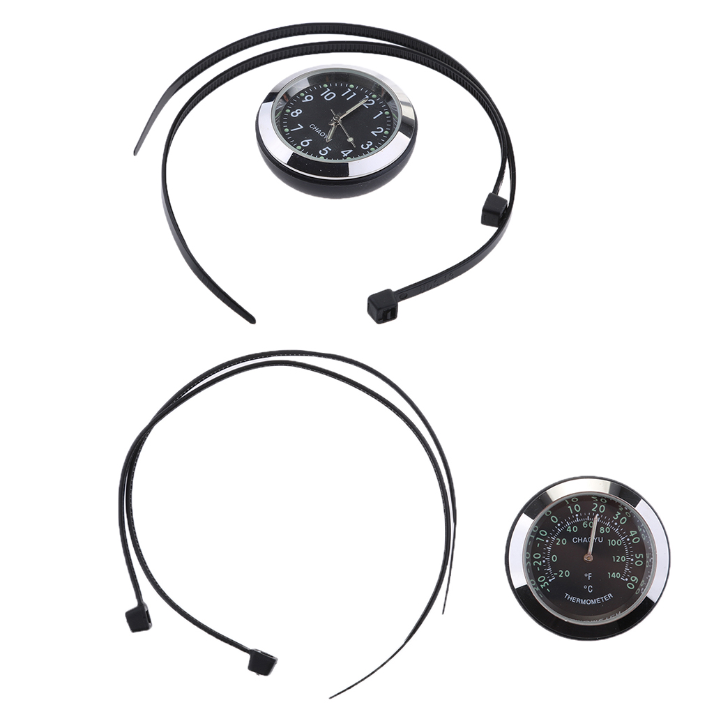 Motorcycle Bike Dial Clock Watch + Thermometer Temperature Gauges