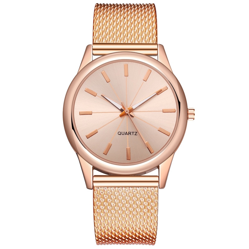 Brand Women Mesh Belt Watch Women's Quartz Watch Business Wristwatch Casual Watch Female Clock: rose gold