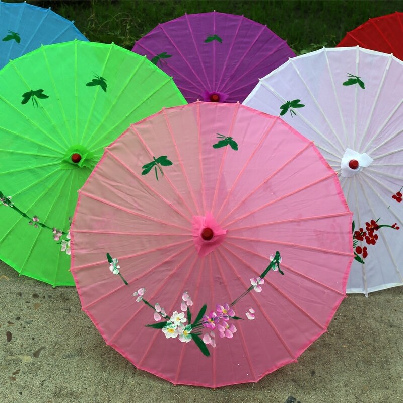 Paraguas de papel con flores impresas chinas, sombrilla tradicional hecha a mano, sombrilla clásica de baile Retro, decoración de