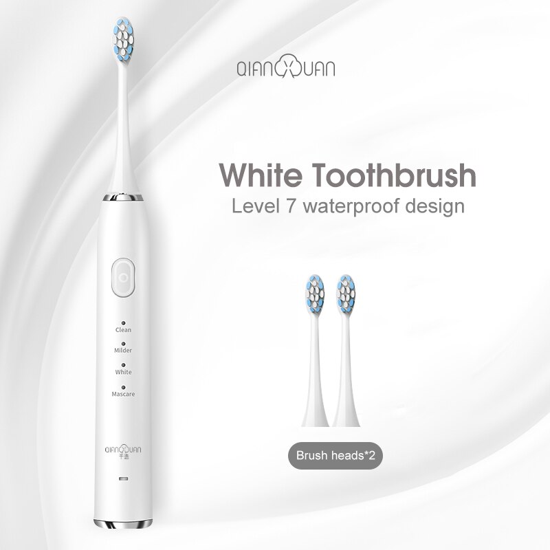 Electric Toothbrush Toothbrush Sonic Ultrasonic Brush IPX7 Waterproof Sonic Toothbrush Recharge Sterilization Anti-bacteria: White package One