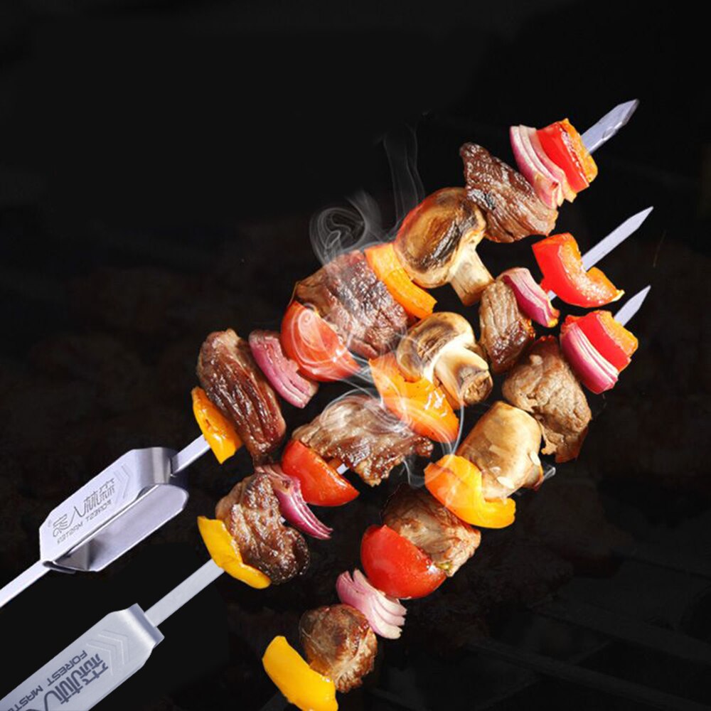 Barbecue Skewers,13" Stainless Steel BBQ Kabob Sticks,Heat Resistant Barbecue Stick Grilling Cooking Sticks with Removal Slider