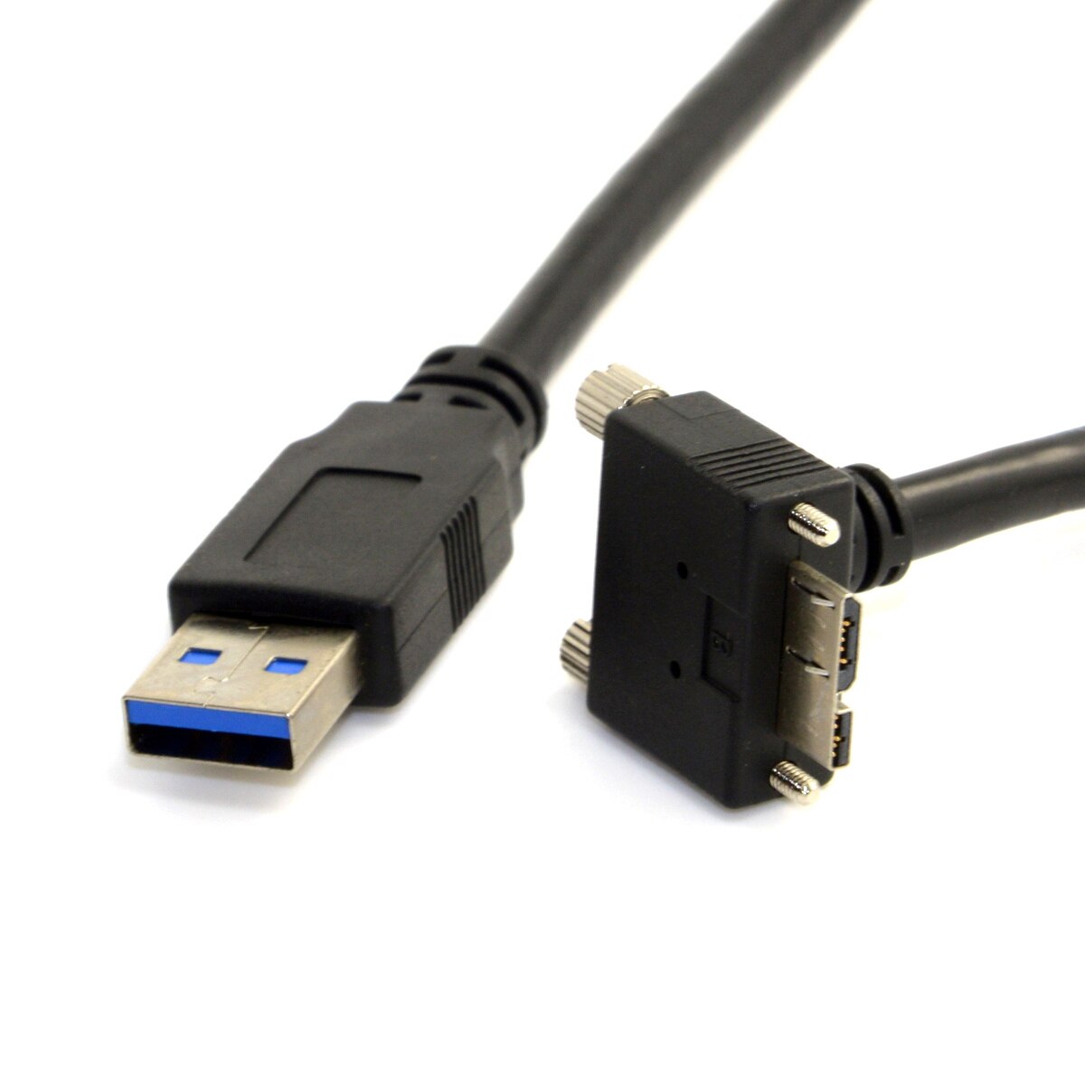 Xiwai 3m 90 Degree Right Angled Micro USB Screw Mount to USB 3.0 Data Cable for Point Grey Chameleon Camera