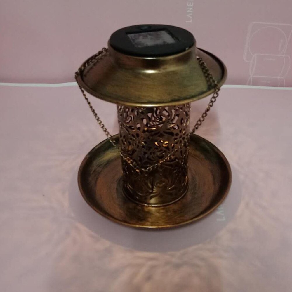 Solar Bird Feeder Waterproof LED Light Bird Feeder Station Hanging Pigeon Crow Parrot Outdoor Balcony Bird Feeding (Coffee)