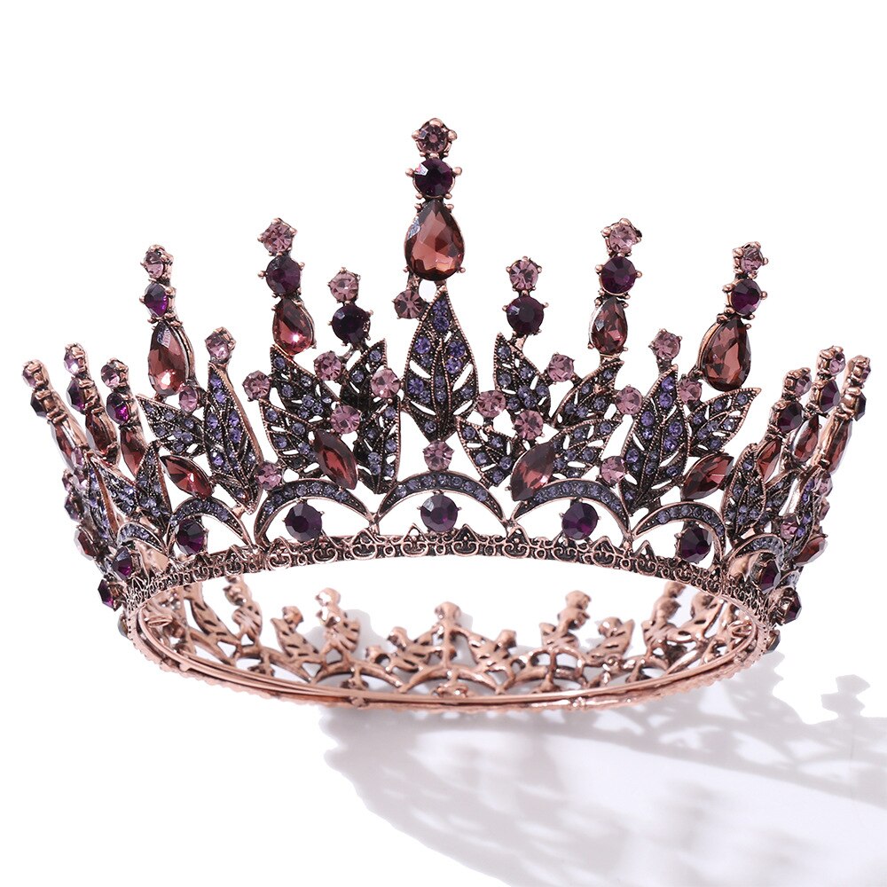 Diadema barroca Vintage con diamantes de imitación para mujer, Tiaras y coronas, accesorios para el cabello para novia y boda, joyería, tocados: Brown