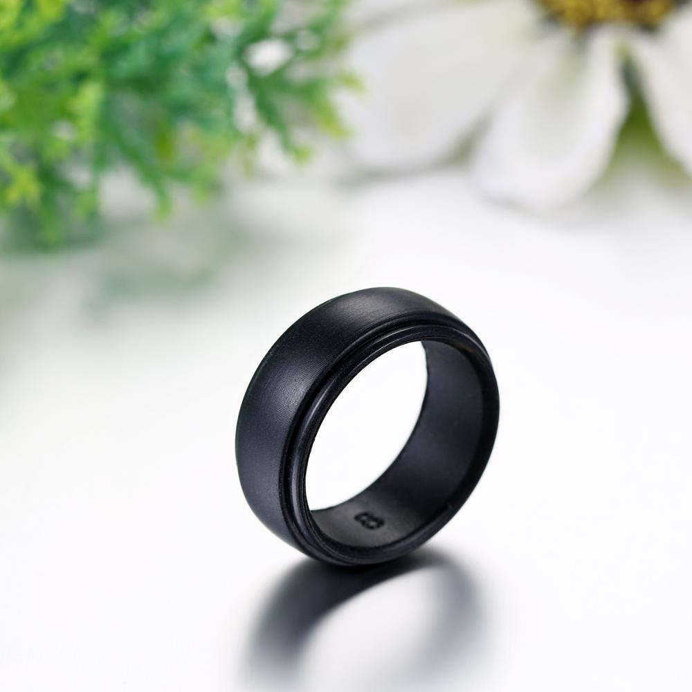 BONISKISS 9MM Silikon Gummi Hochzeit Bands für Männer Frauen Ringe Größe 7 8 9 10 11 12 13 Schwarz farbe