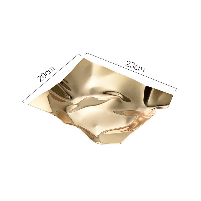 Bandeja nórdica de acero inoxidable con patrón de ondas, bandeja de almacenamiento de llaves, bandejas para aperitivos, placa decorativa de geometría Irregular, decoración moderna para el hogar: gold