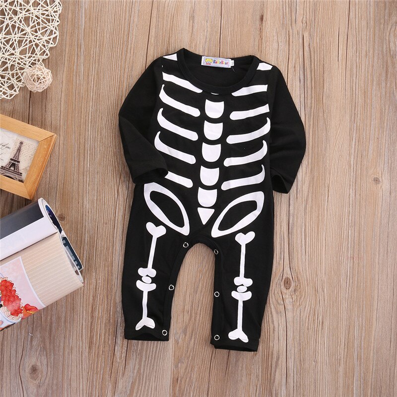 Winter Halloween Children Romper Clothes Newborn Baby Boy Girl Halloween Rompers Cotton Skeleton Costume Clothes Outfit