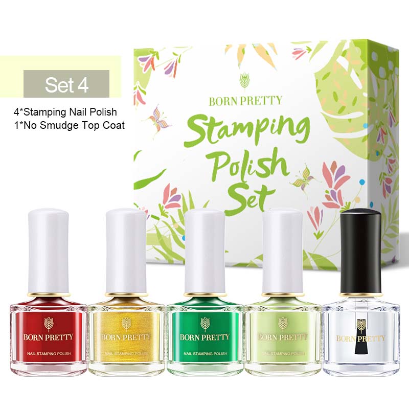 GEBOREN PRETTY Stempel polish 6 Fles/Set Nagellak & stempelen nagellak art Zomer Serie 195g Stempelen polish Nagels Lak: Set 4