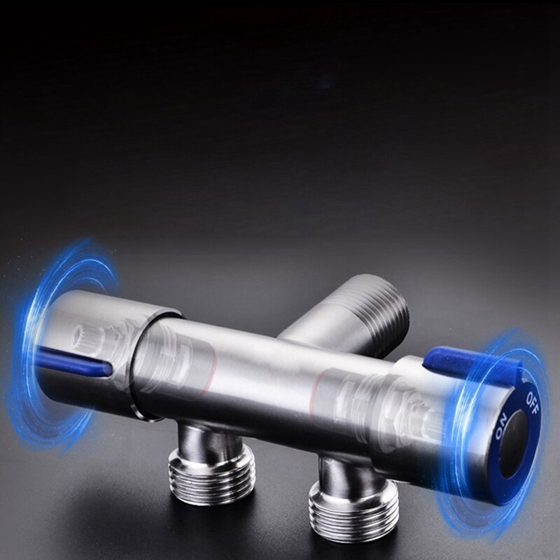 G1/2 x 1/2 304 Stainless Steel One Into Two Three-Way Angle Valve, Double Handle Double Control Single Cold Multi-Function Fauce