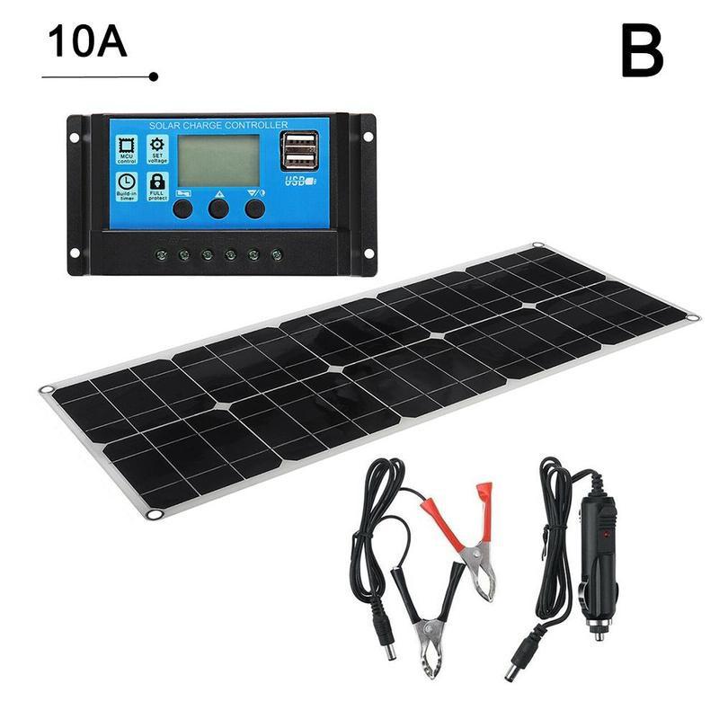 Solbatteripanel dobbelt usb 18v/5v+10/20/30/40a/50a solcelle regulator controller til udendørs campingbil båd solbatteri: Med 10a controller