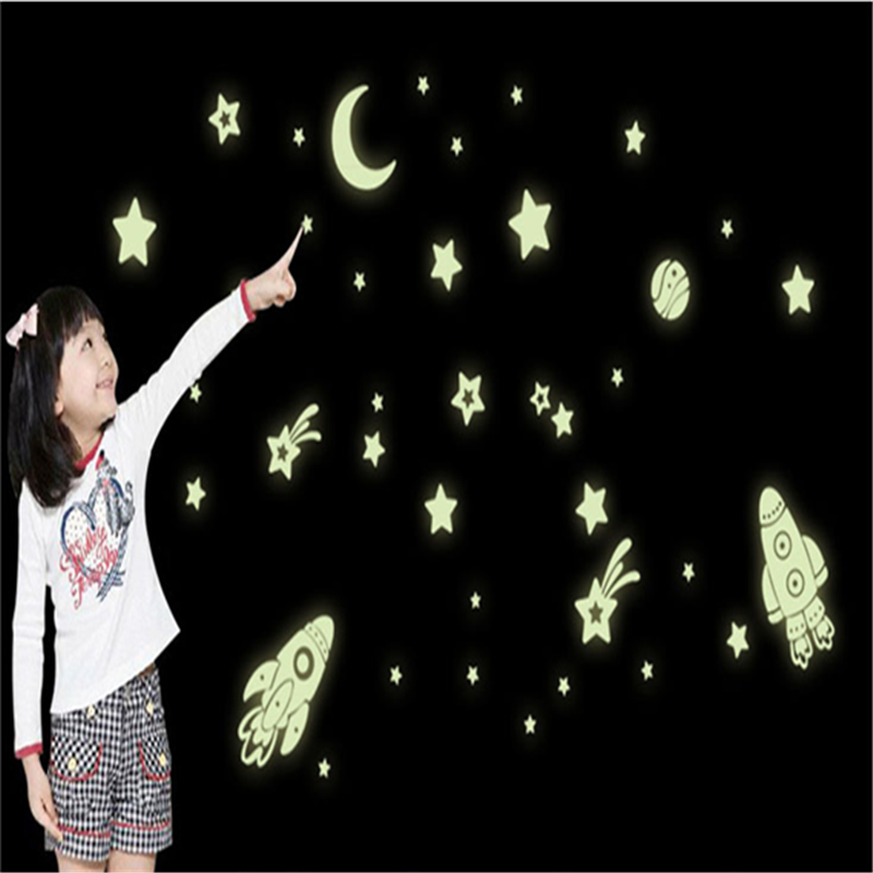 1 Set Moon Star Glow In The Dark Speelgoed Stickers Lichtgevende DIY Kid Kamer PVC Sticker Home Speelgoed voor Kinderen kids Christmas: B