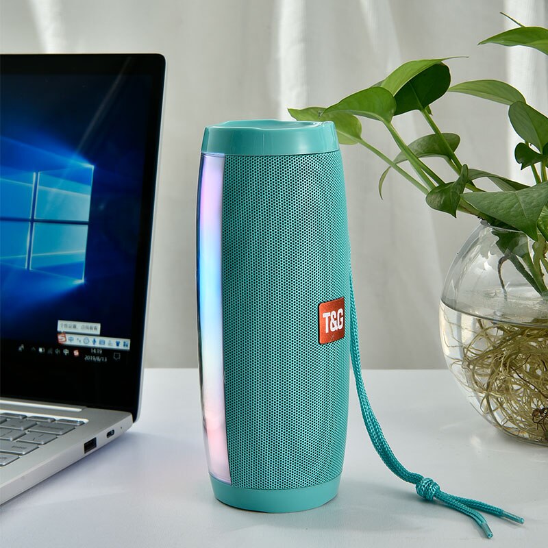 TG157 LED Blinkt Licht Bluetooth Lautsprecher tragbar Mit Seil draussen Loundspeaker 1200 mAh Stoff Wasserdicht Subwoofer FM Radio: cyan