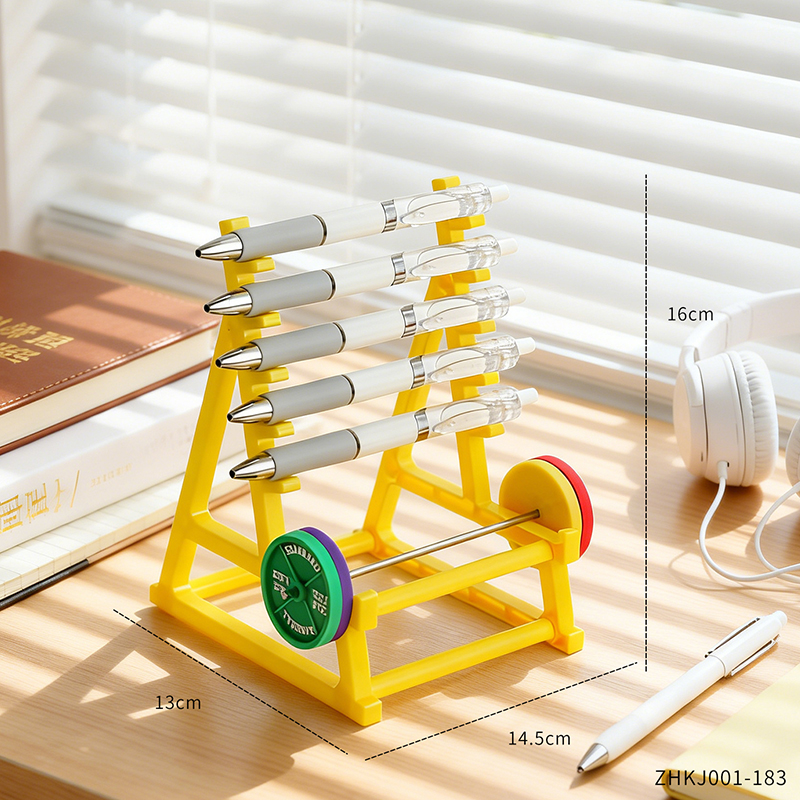 Kreativer Langhantel-Stifthalter mit Fitness-Thema, Fitness-Stifthalter, perfektes für Fitness-Enthusiasten, Gewichtheber: grau