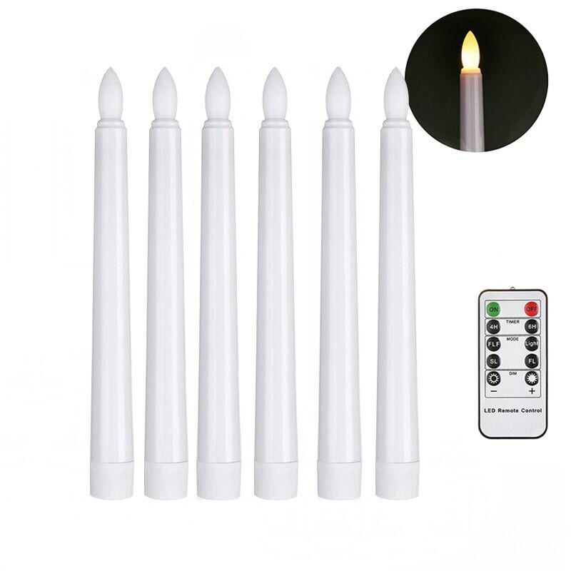 Remote controlled LED Taper Battery Operated Candle Light with Timer function Wedding Christmas Home Bar party Lighting-Amber