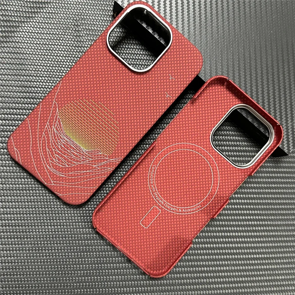 Para Magsafe funda magnética para iPhone 15Pro/ 16 Pro Max funda de fibra de carbono cubierta fina de fibra de aramida para iPhone 16pro funda de carbono: Gris / Para iPhone 15 Pro