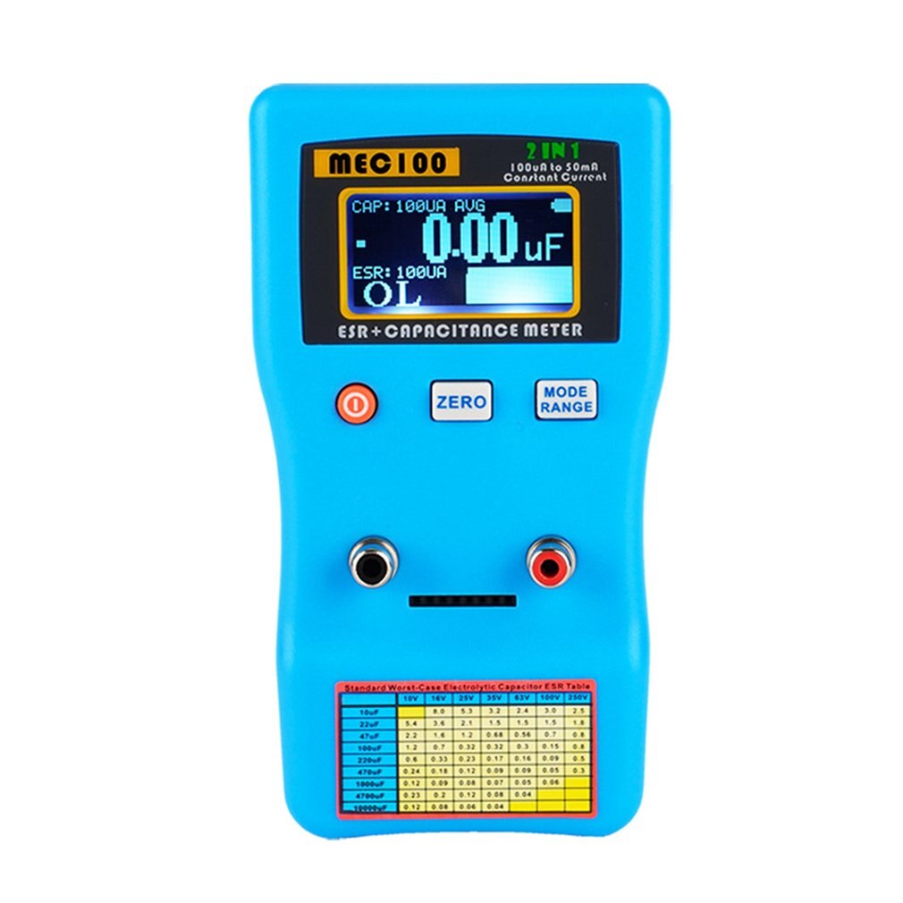 MEC-100 Digital Display Capacitor Meter High Precision Autoranging Electrolytic Capacitance Resistance Meter ESR Tester