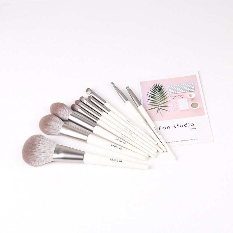 Zoreya-Juego de brochas de maquillaje, brochas profesionales de belleza, brocha de pelo sintético, brocha para polvos y base