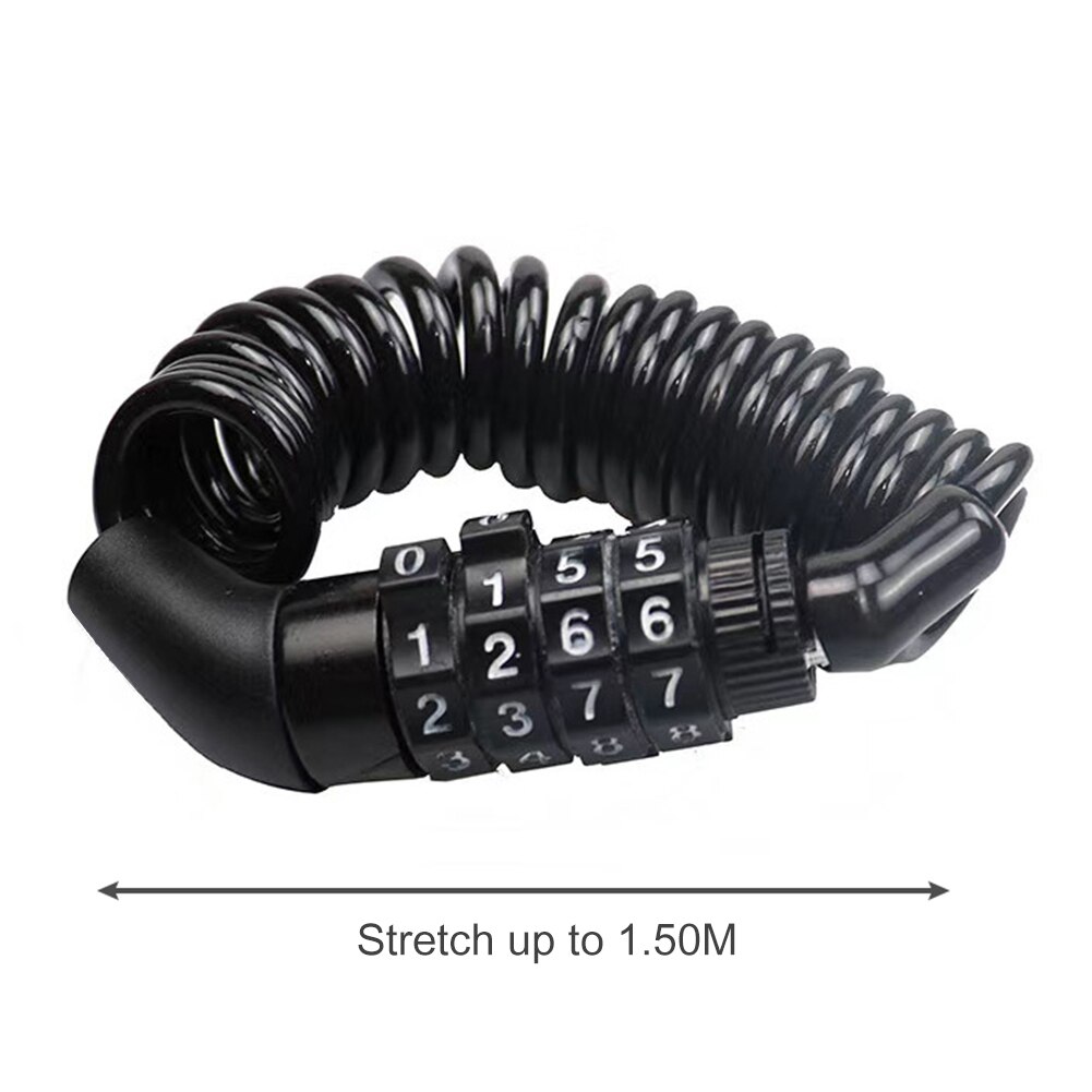4 Digit Combination Locks Bicycle Helmet Backpack Lock Steel Wire Anti Theft Cable Lock for MTB Mountain Bike Riding Cycling: black