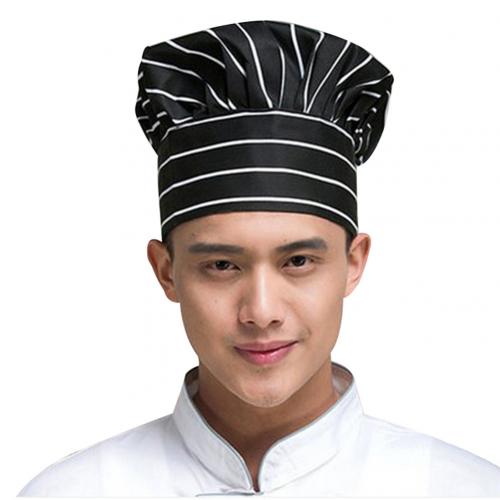 Stretchy Adjustable Men Cap Kitchen Cook Baker Catering Chef Hat Cap Kitchen Cook Baker Catering Chef Hat Cap Kitch: Black White Stripe