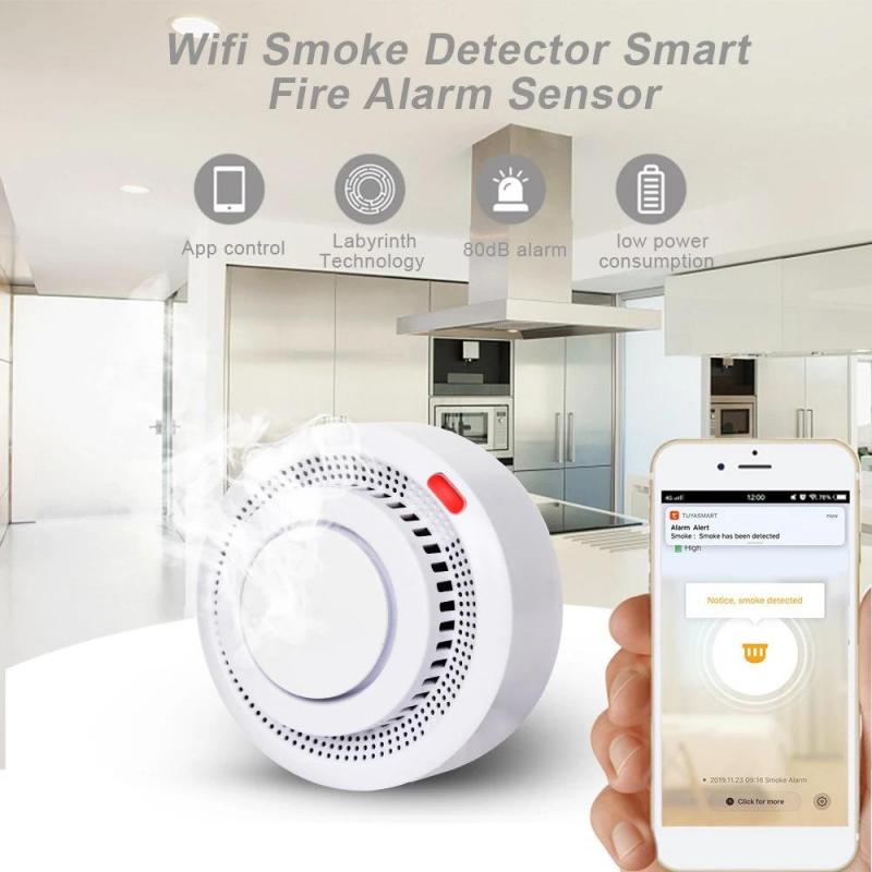 Smart Tuya Smoke Detector Intelligent WiFi Smoke Alarm Smoke Detection Sensor APP Remote Monitoring Detector For Smart Life