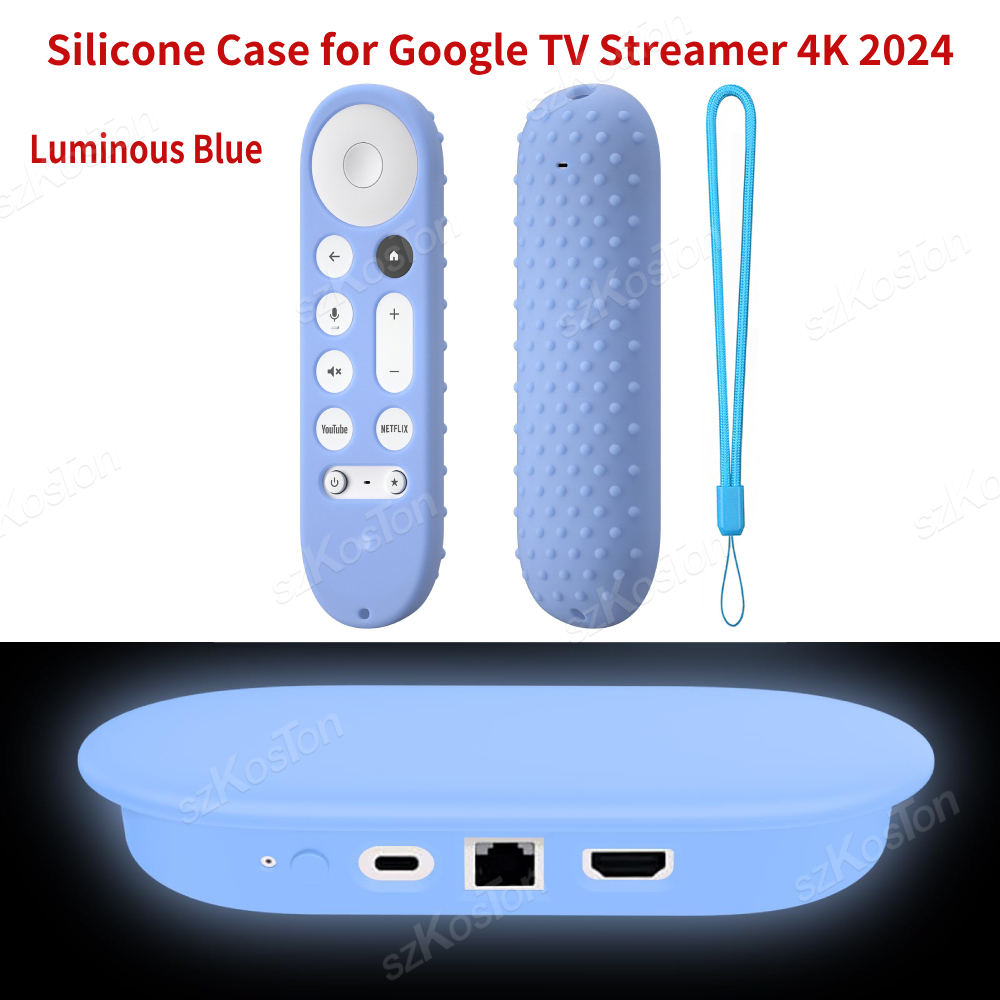 Silikonowe etui ochronne ze smyczą do Google TV Streamer 4K 2024 Voice Remote Control Anti-Slipping Protection Cover Shell: Inne