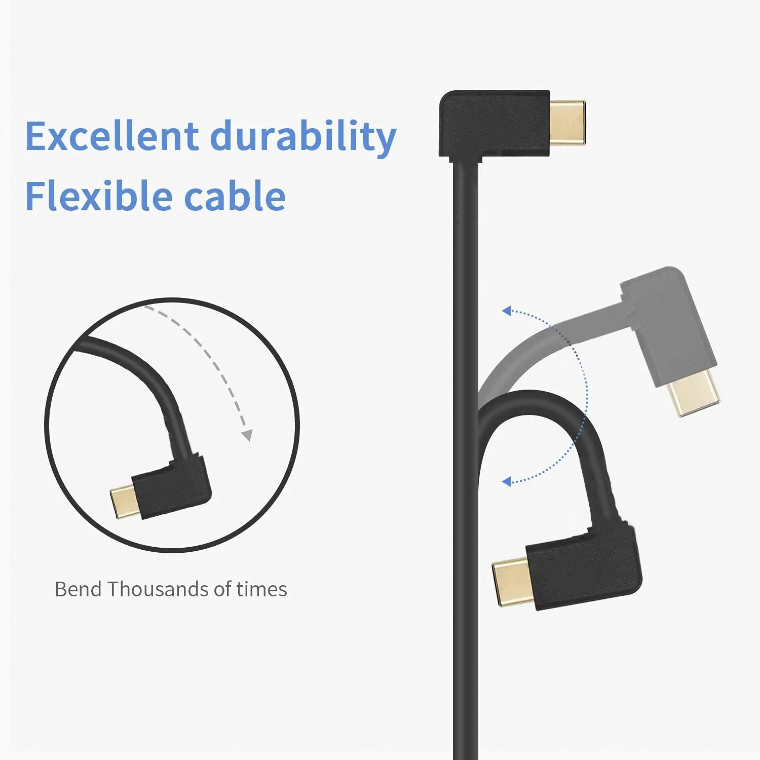 USB C Rechte Hoek 90 Graden USB2.0 Type-C Man-vrouw Verlengkabel 1FT/0.3 m voor Mobiele Telefoon Power Oplaadsnoer