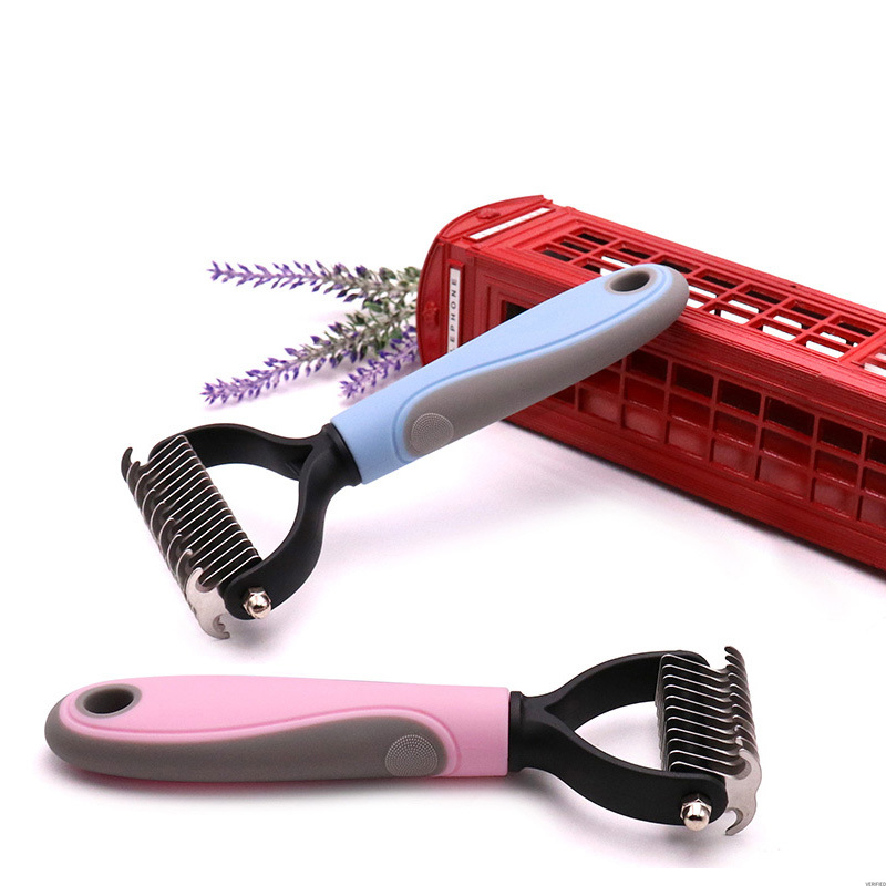 Pet Safe Dematting Comb Cat Dog Hair Removal Grooming Shedding Tools Fur Trimming Deshedding Brush Double Sided Long Curly