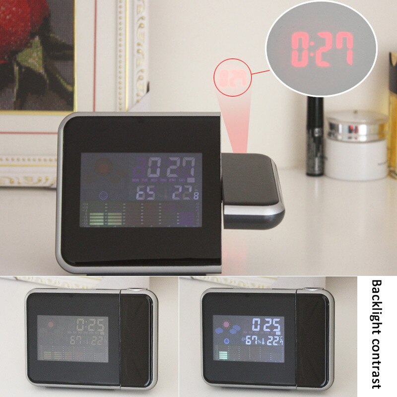 Functie Projectie Wekker Met Weerstation Thermometer Datum Display Digitale Klok Usb Charger Snooze Led Projectie