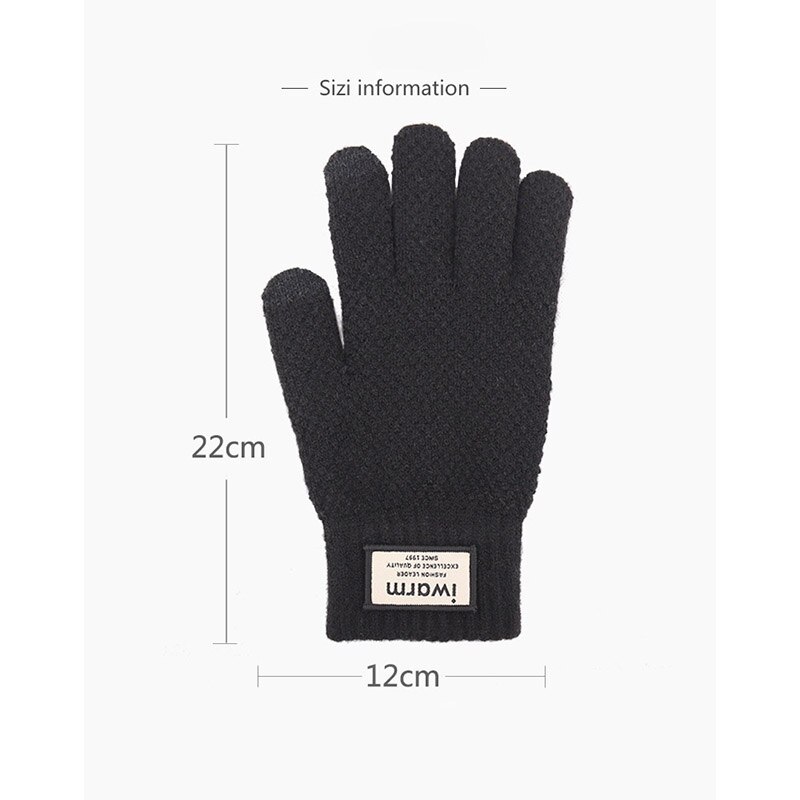 Winter Man Keep Warm Touch Screen Plus Velvet Inside Thicken Wool Knitting Gloves Outdoor Wear-Resistant Anti-Slip