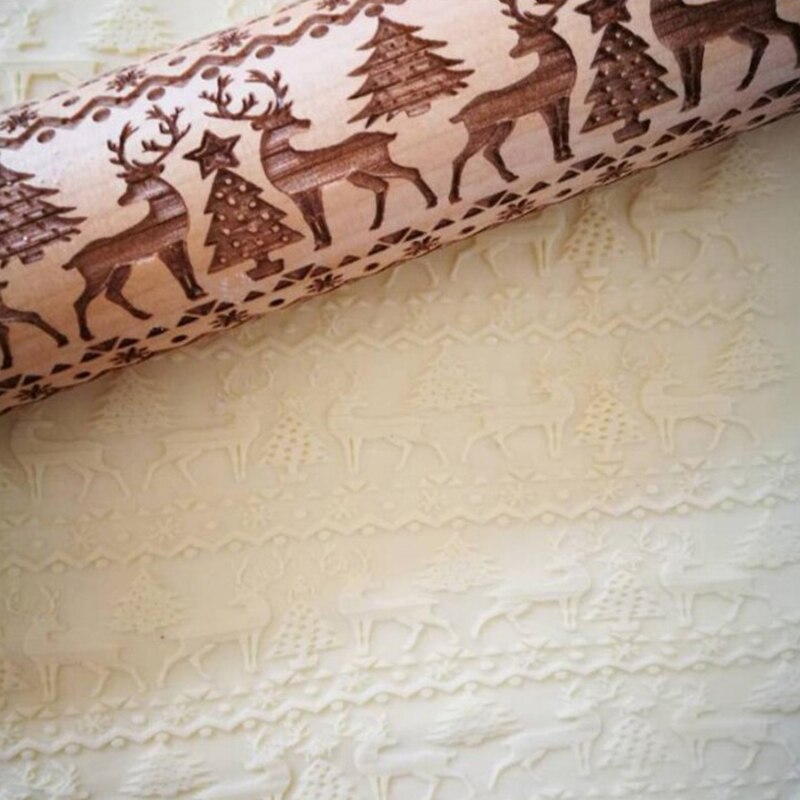 Navidad rodillo grabado Reno, copo de nieve rodillo de grabación en relieve para las galletas fideos, galleta Fondant pastel pasta DE LA GOTA 12