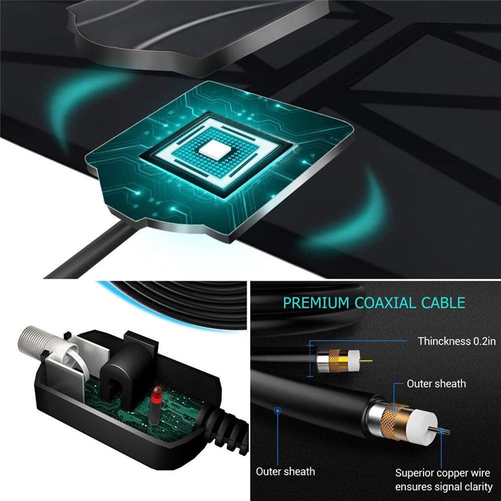 4K Digital HDTV Aerial Indoor Amplified Antenna 1500 Miles HD 1080P TV Local Channels Broadcast