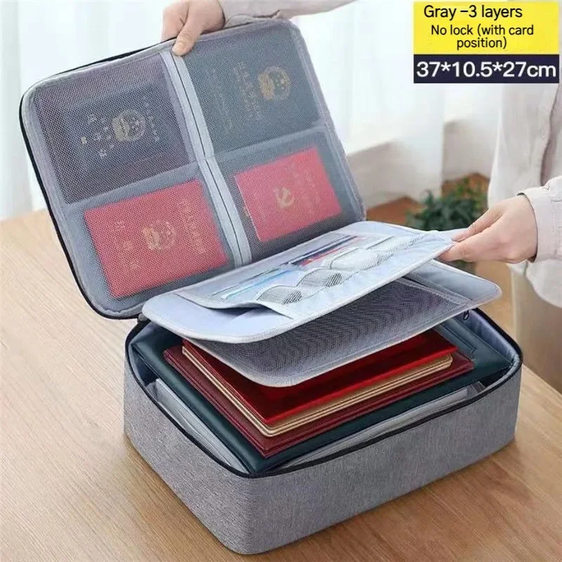 Valigetta multifunzionale Borsa per documenti impermeabile per ufficio Viaggio d'affari Carta bancaria Organizzatore di passaporti Accessorio da viaggio: Brown