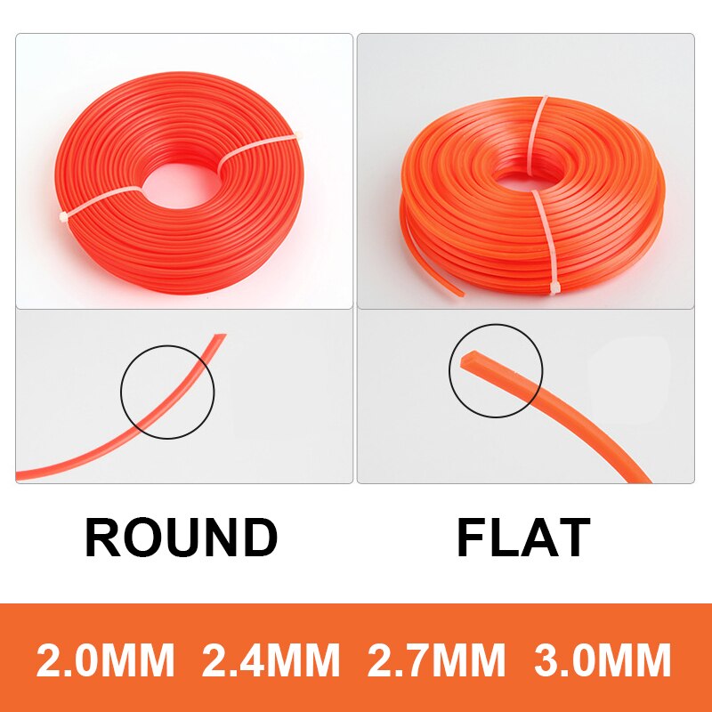 Agriculture Brushcutter Nylon Rope Tools Wire Accessories Circle and Square 70m Cutting Garden Trimmer Line 2.0/2.4/2.7/3.0mm