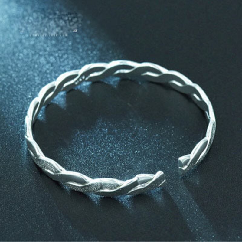 925 Sterling Silver Love Twist Scrub Manchet Armbanden & Armbanden Voor Vrouwen Pulseras Valentijnsdag aanwezig